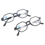 Estbridge 2pcs 250 Multifocus Reading Glasses Prevent Blue Lighting Elderly Glasses Black Blue Frame