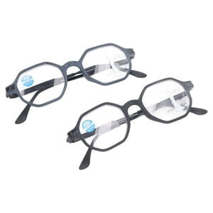 Estbridge 2pcs 250 Verres de lecture multifocus Empêcher l'éclairage bleu Verres pour personnes âgées Cadre bleu noir