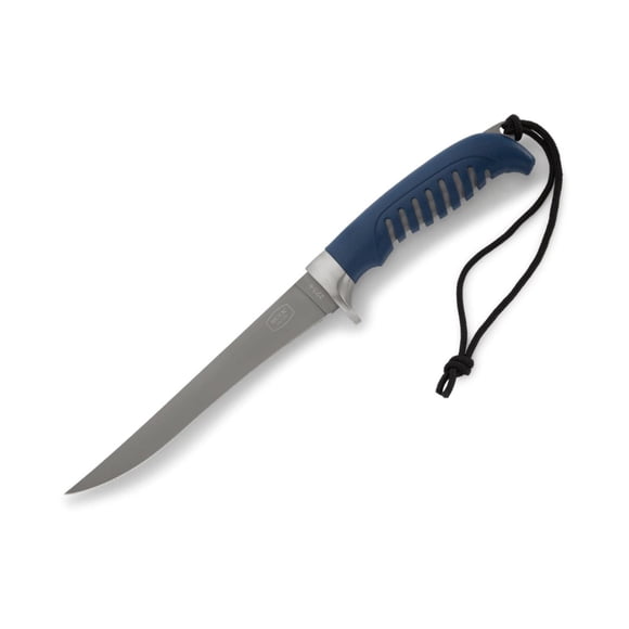 Buck Knives Silver Creek Couteau à filet de 15,2 cm, couteau à poisson, coupe de précision avec revêtement en titane, lame flexible, poignée antidérapante et protection de sécurité – Bleu