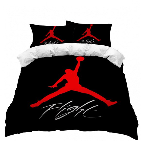 MJ Michael Jordan Ensemble de Literie de Sport de Basketball avec Housse de Couette Imprimée et 2 Taies d'Oreiller, Doux et Respirant-SHUNJING
