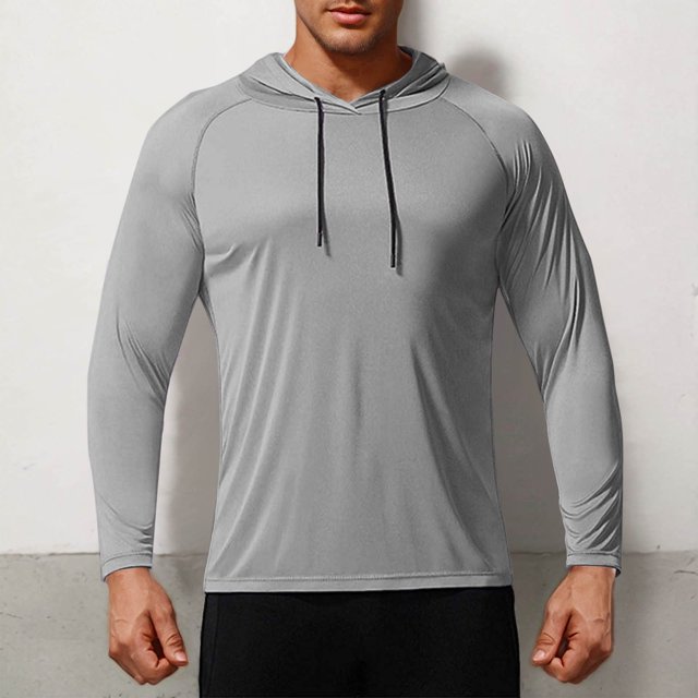 Gym Shirts for Men Long Sleeve UPF 50+ Sun Shirts Compression Fit Fishing Shirt Raglan Quick Drying Workout Hoodies
