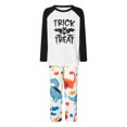 thumbnail image 1 of Halloween Pajamas Matching Sleepwear Classic Letter Print Long Sleeve Raglan Tops + Pants Set, 1 of 5