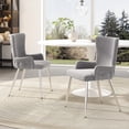 thumbnail image 3 of Noble House 7-Piece Dining Set, White Extendable Round Table for 4–6 with 6 Velvet Chairs, Gold Metal Legs, Gray, 3 of 10