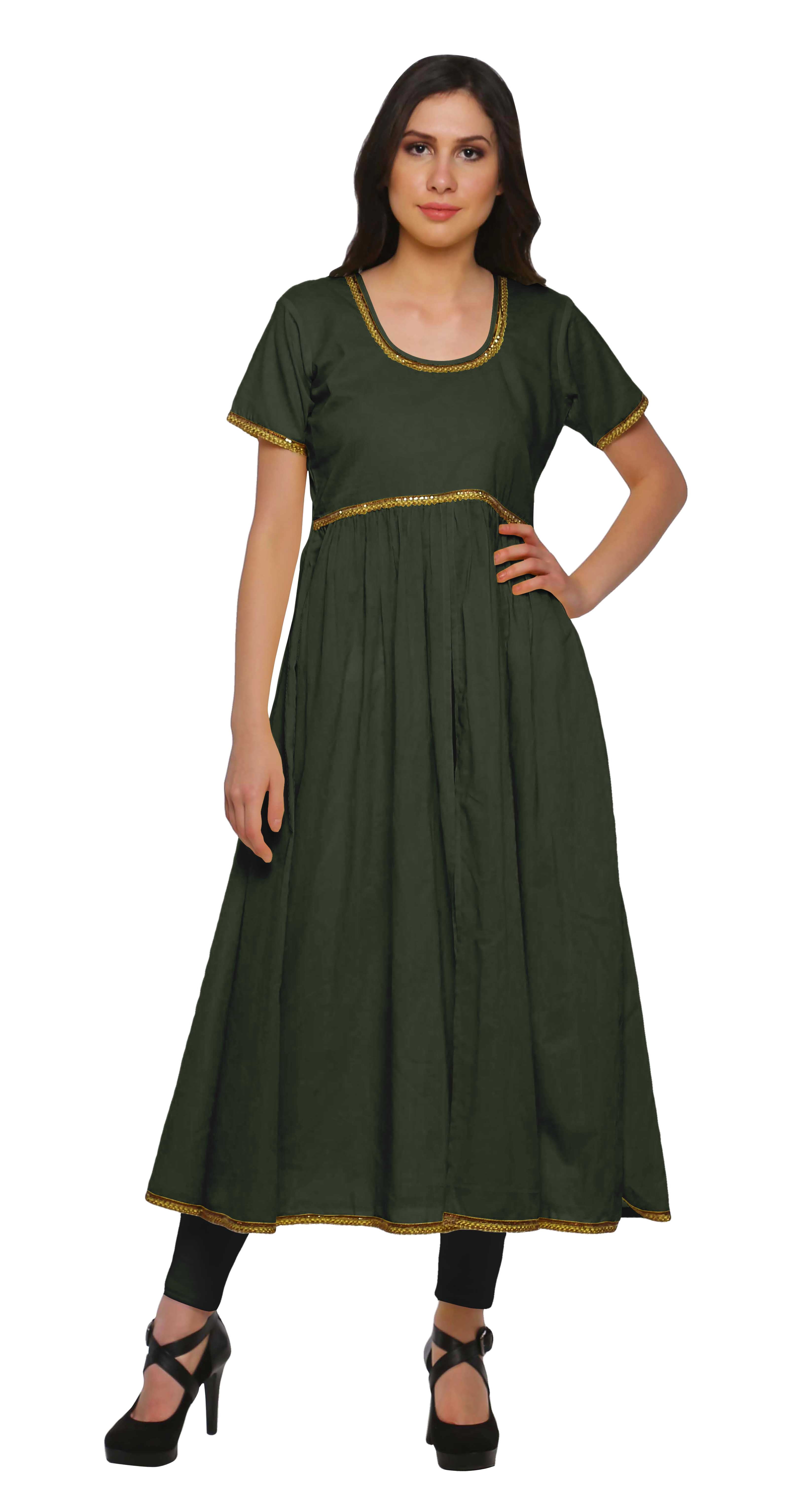Moomaya Indian Women Cotton Front Slit Kurtis Solid Bollywood Designer Kurti
