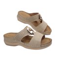 thumbnail image 2 of Styesk Womens Sandals Summer New Foreign Trade Large Size Wedge Fish Mouth Solid Color Large Size One Line Outside To Wear Beach Sandals, 2 of 6