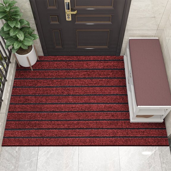 Tapis d'Entrée Extérieurs pour Porte d'Entrée, Tapis de Porte d'Entrée Extérieurs d'Été Lavables, Tapis de Porte en Tapis de Contrat Couleur Unie Durable à Rayures Tapis de Sol d'Entrée pour la Maison Peut Être Coupé Élégant et Durable