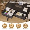 thumbnail image 4 of Pinmoco Writing Desk with 2 Fabric Drawers& Hanging Hook, 32 Inch Computer Desk Study Table Vanity Desk for Small Spaces, Home Office, Black, 4 of 8