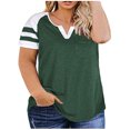 thumbnail image 1 of Summer Plus Size Short Sleeve Blouse for Women Women‘s Plus-Size Tops For Women Summer V Neck T Shirts Color Block Raglan Tees V Neck Tshirt Women on Clearance, 1 of 2