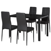 HOMCOM Dining Table Set for 4, Rectangular Glass Kitchen Table With Chairs