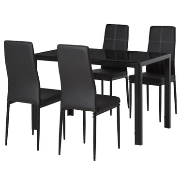 HOMCOM Dining Table Set for 4, Rectangular Glass Kitchen Table With Chairs