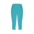 thumbnail image 4 of Capris de Course pour Femmes Pantalon Court Jambe Échancrée Grande Taille Polyester Capris Amples Pantalons Capris pour Dames Style C-90 Bleu Pâle S, 4 of 6