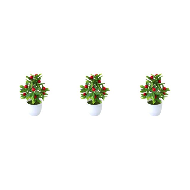 Youkk Stylish Ambience False Plants Collection Materials Artificial Potted Plants Zhaocai Tree Fruit 3Set
