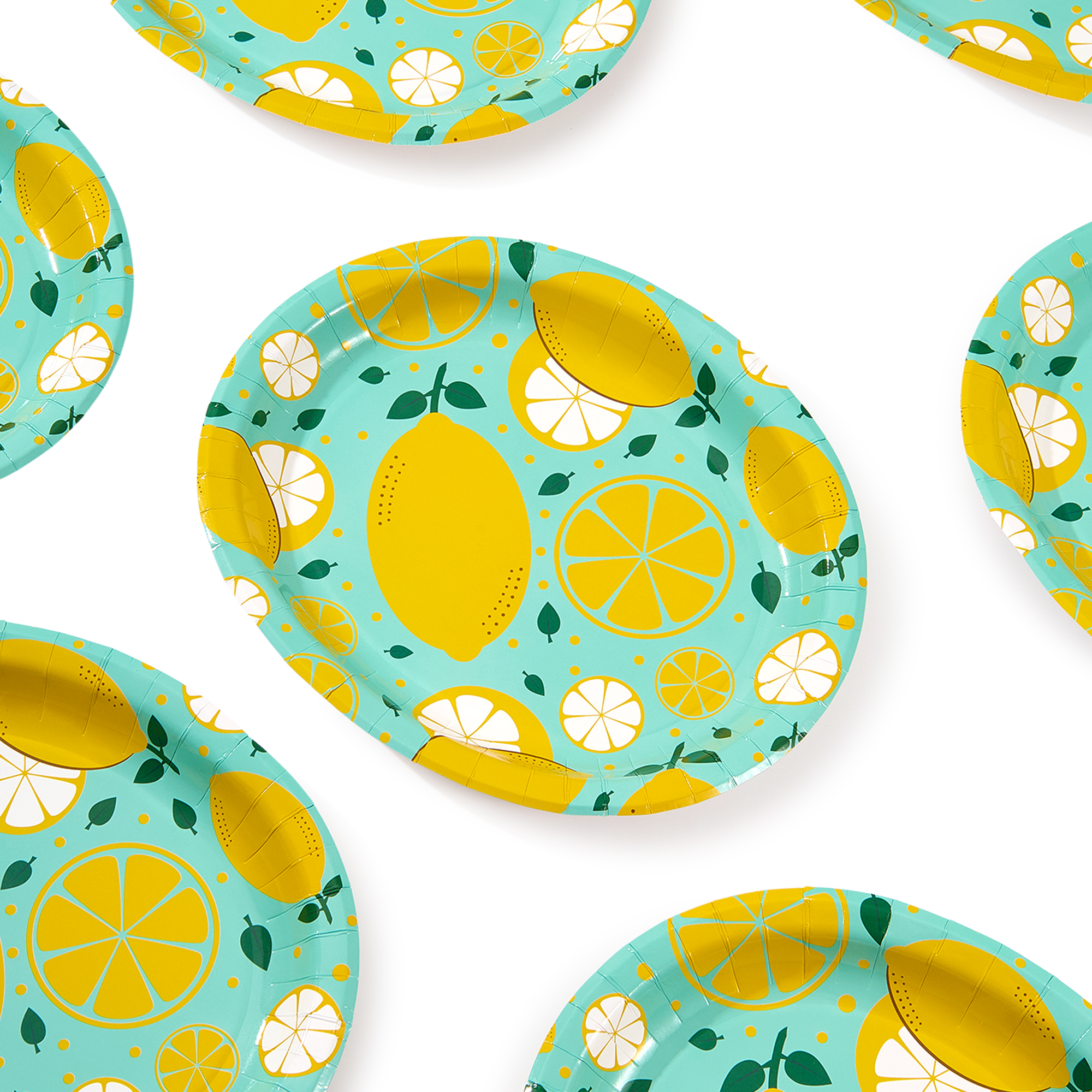 Way to Celebrate Assiettes ovales en carton, motif citron, lot de 8, été