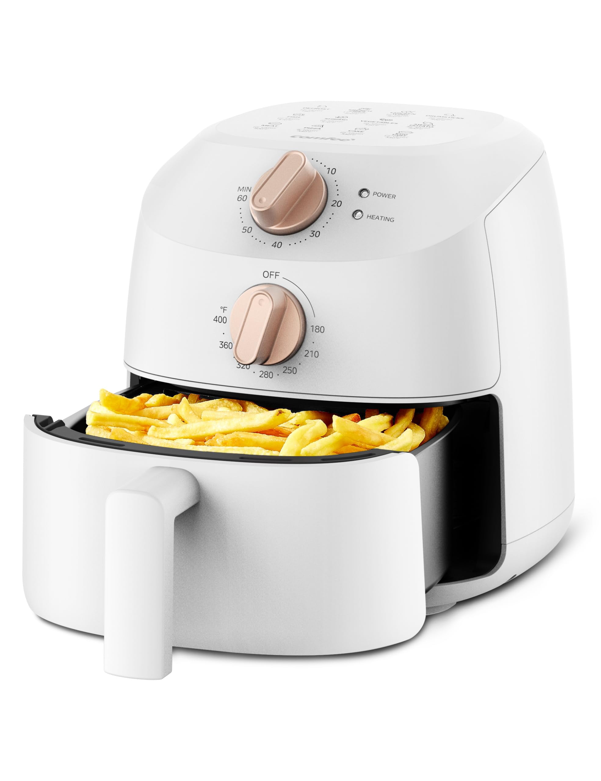 COMFEE' Compact 2.1 Quart Air Fryer with 12 Menu Options, Adjustable Timer & Temperature Control 176-400 degrees F, Dishwasher-Safe Nonstick Fry Basket with Stainless St