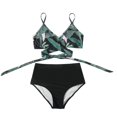 thumbnail image 3 of Women Criss Cross High Waisted String Floral Printed 2 Piece Bathing Swimsuit, 3 of 6