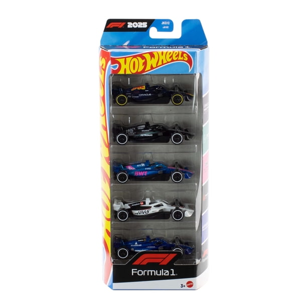 Hot Wheels 1:64 Scale 5-Pack Formula 1 Die-Cast Toy Cars (Styles