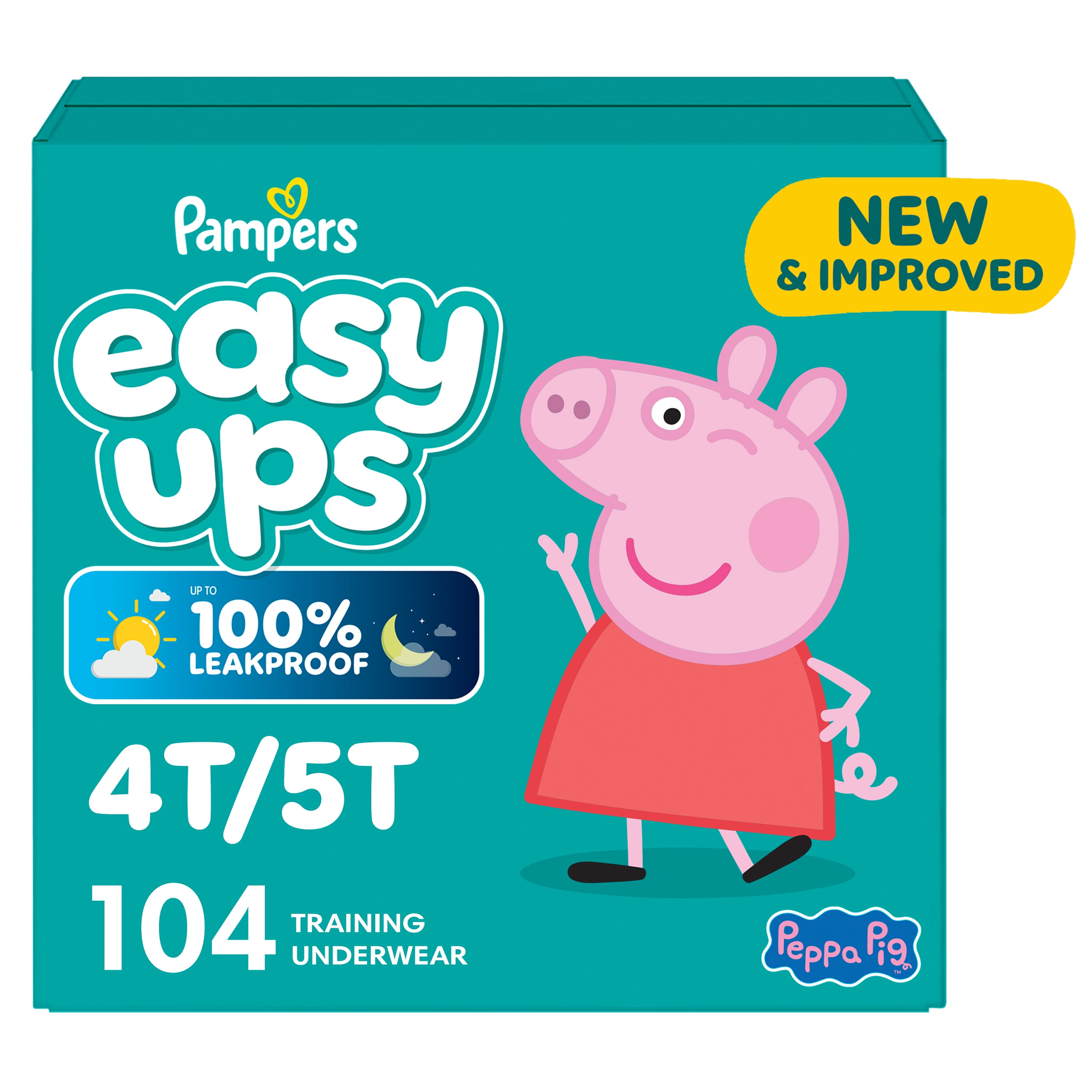 Sous-vêtements d’entraînement Pampers Easy Ups à l’effigie de Peppa Pig, taille 6 (4T/5T), 104 sous-vêtements