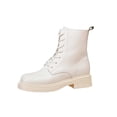 thumbnail image 1 of LOVZFMLL Bottes pour Femmes Mi-Mollet Bottes de Combat à Lacets Bout Rond Sangles Ajustables Talon Bas Épais Style Français Automne Hiver, 1 of 8