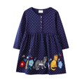 thumbnail image 1 of MIASHUI Robe Fleurie à Manches Longues pour Filles, Robes Décontractées pour Tout-Petits, Bleu Foncé, 1-2 Ans, 1 of 6