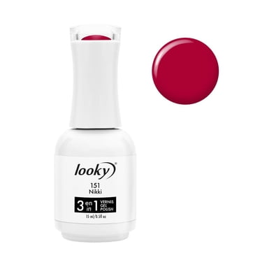 Looky 3-in-1 Gel Nail Polish, Combined Base, Color, Top Coat, Salon Quality Manicure at Home DIY, Easy Application Nail Lacquer Enamel, Quick UV LED Curing, Long Lasting Color, 15ml (0.5fl oz) 16+ sha
