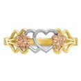 thumbnail image 2 of Bague Promesse en Or 10K Jaune et Blanc avec Cœur et Fleur, 2 of 5