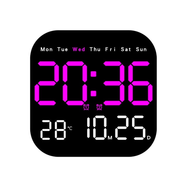 Youkk LED Wall Clock Unique Style Remote Control Digital Date Multiple Functions Electronic Table Clock Red