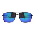 thumbnail image 1 of Mens Color Mirror Classic Rectangular Metal Rim Officer Sunglasses Gunmetal Teal Mirror, 1 of 4