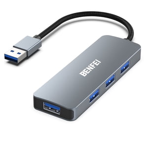 BENFEI Hub USB 3.0, répartiteur USB A 4 ports ultra mince pour souris, clavier, clé USB, disque U, imprimante compatible avec ordinateur portable, PC de bureau, Xbox, PS5, et plus