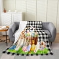 thumbnail image 2 of Cheapark Easter Flannel Sofa Blanket Soft Couch Throw With Bunny And Colorful Eggs Pattern For Home Decor And Holiday Gift, 2 of 6