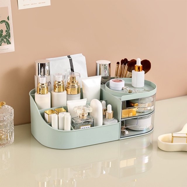 EGNMCR Cosmetic Desktop Storage Box Office Stationery Storage Rack With Drawer Plastic Lipstick Care Product Storage Rack Plastics desktop storage rack