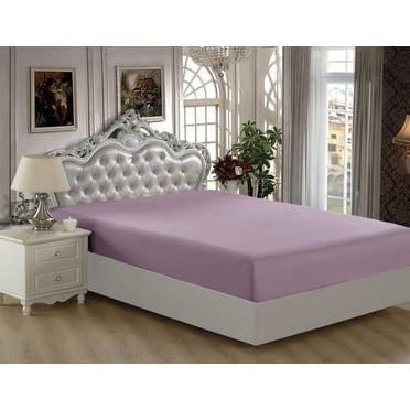 Drap-housse en bambou massif, ultra doux et soyeux, à poches profondes, pour toutes les saisons, couleur violet