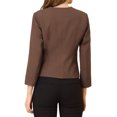 thumbnail image 3 of INSPIRE CHIC Women's Workwear Zipper Collarless Cropped Blazer XS Coffee, 3 of 7