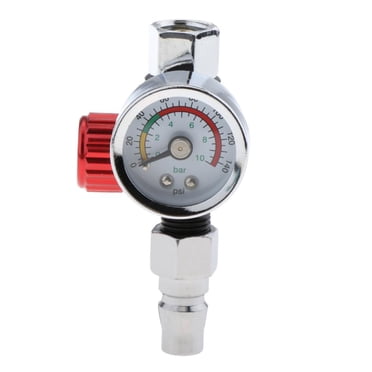 Spray Gun Air Pressure Adjusting Regulator Adjustment Valve w/ Pressure Gauge Red