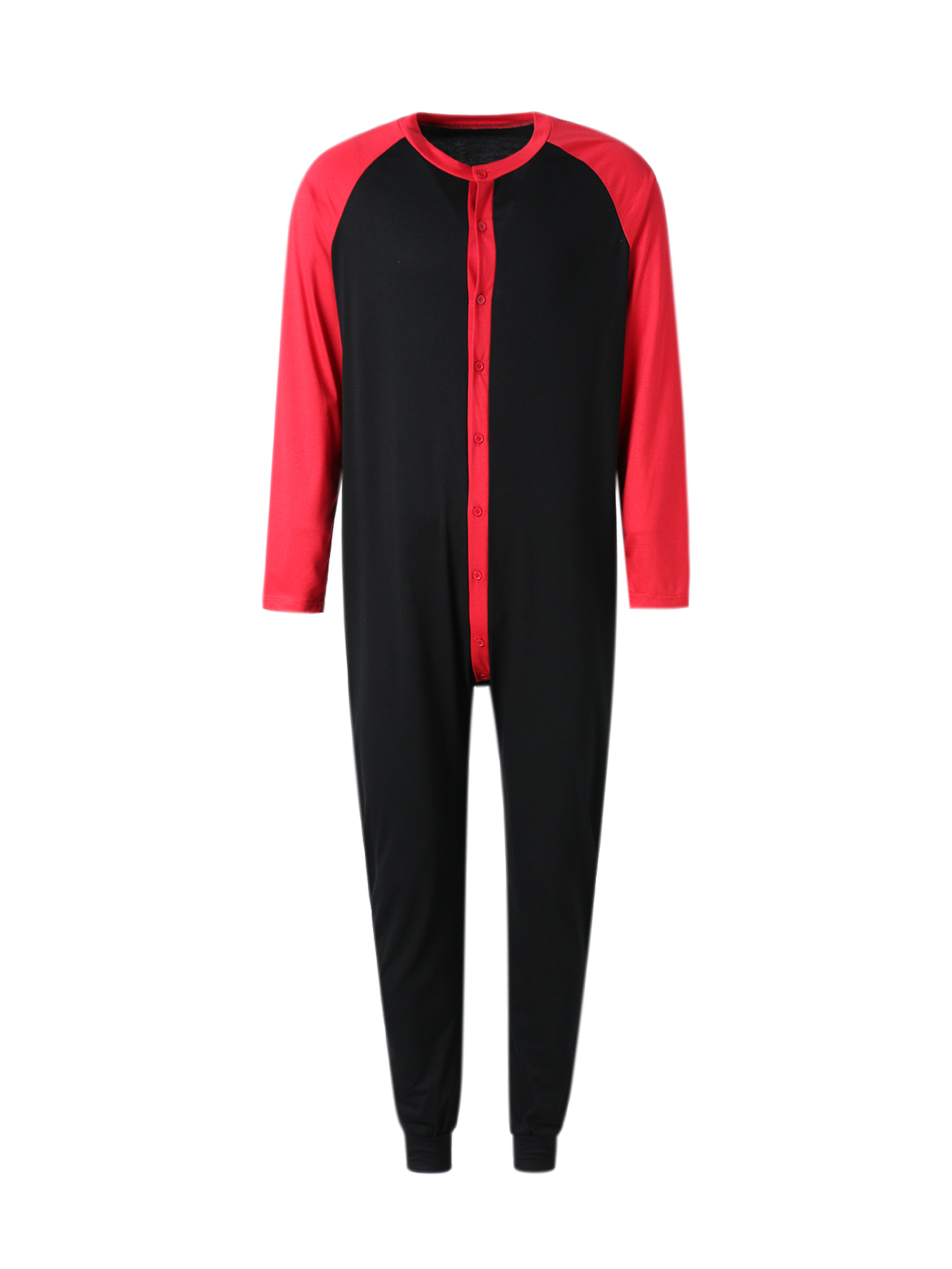 Sylvamorning Men One-piece Pajama Long Sleeve Round Collar Open Front Nightdres