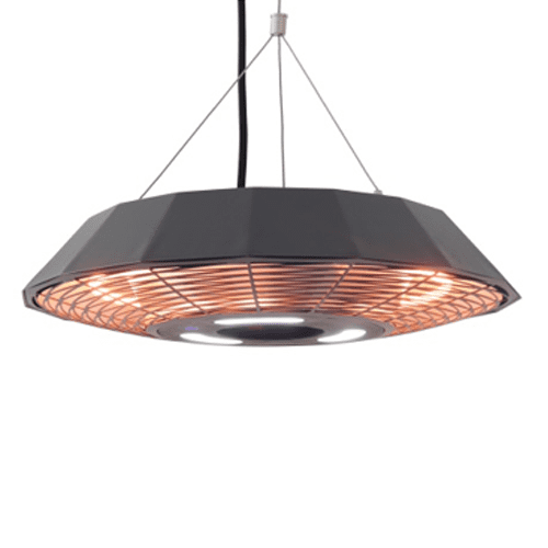 Ener-G+ HEA-21568-BK Chauffe-Terrasse Électrique Infrarouge Suspendu d'Intensité Réglable Noir