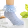 thumbnail image 2 of dmqupv Baby Socks Children's Socks Spring And Fall Lace Lace Girls Socks Dance Breathable Student Short Socks Children's Socks Blue,Size for 8-11 Years, 2 of 5