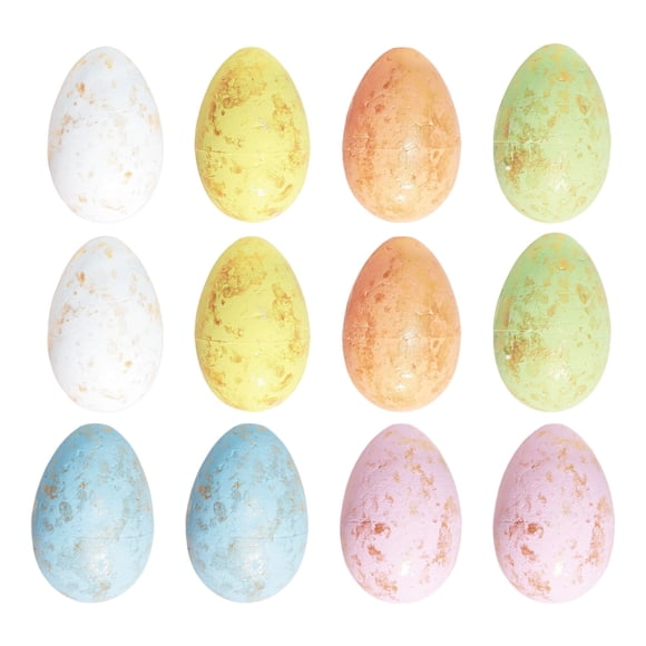 Fasiaou Luxurious Foil Gold Glass Easter Egg Ornament for Spring Table Decor and Romantic Holiday Display,Multicolor,12PCS