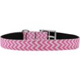 thumbnail image 1 of Collier pour Chien en Nylon Chevrons avec Boucle Classique 3/4" Rose Taille 20, 1 of 1