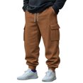 thumbnail image 2 of Yuyuzo Mens Cargo Sweatpants Causal Drawstring Workout Joggers Fleece Solid Color Athletic Pants with Pockets, 2 of 7