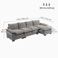 thumbnail image 3 of HOMCOM Sofa Couch with Chaise Lounge, Chenille L-shaped Couch, Grey, 3 of 10