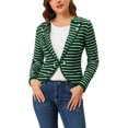 thumbnail image 1 of INSPIRE CHIC Blazer Mince à Rayures pour Femme à Revers Cranté Décoré de Boutons m Vert, 1 of 6