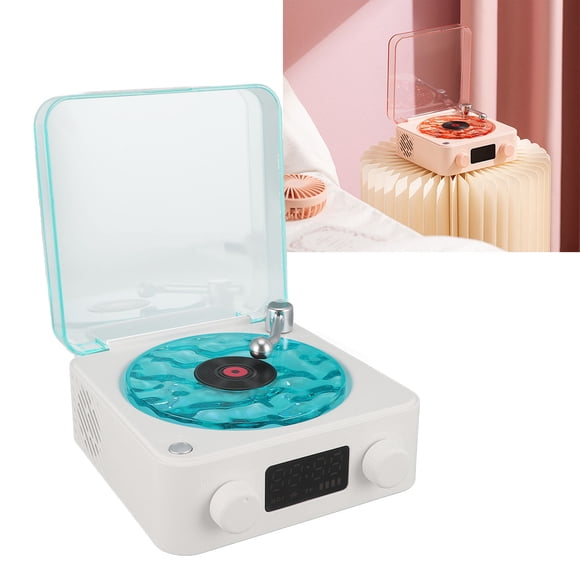 Vintage Record Player Style BT Speaker, Phonograph Style Retro BT Speaker with Digital Time Display Cute Gift for Girls Boys Girlfriend Boyfriend