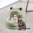 thumbnail image 2 of GROWTH TANK Lit pour Chat Grotte Semi-Fermée Nid pour Chat Cachette Confortable Coussin Intérieur Amovible pour Minou Vert P, 2 of 9