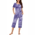 thumbnail image 1 of Rbaofujie Robe pour Femmes T-Shirt à Col Rond Imprimé à Manches Courtes et Ensemble Pantalon Tenue d'Intérieur Pyjamas avec Poches Pyjamas d'Automne, 1 of 6