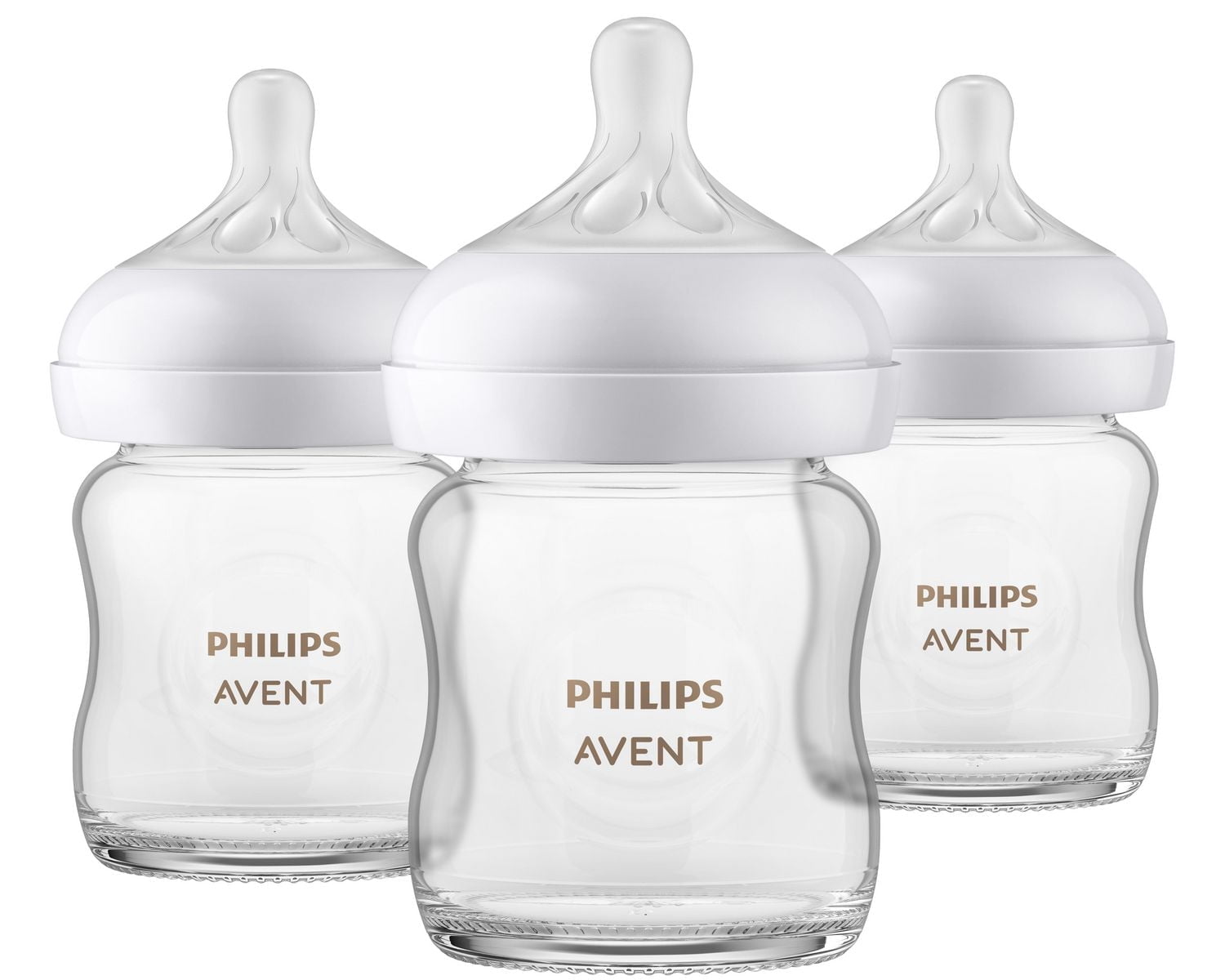 Biberon en verre Naturel Philips Avent avec tétine à réponse naturelle, 3x4oz Biberons, SCY910/03