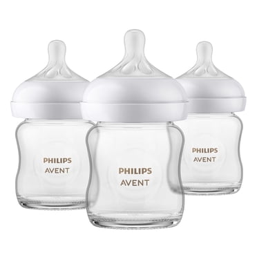 Philips Avent Glass Natural Baby Bottle With Natural Response Nipple, 3x4oz Bottles, SCY910/03