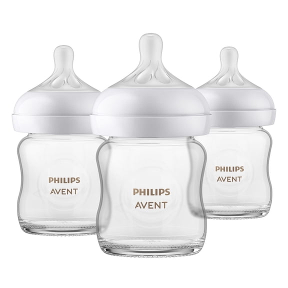 Philips Avent Biberon pour Bébé Natural en Verre avec Tétine Natural Response, 3x4oz Biberons, SCY910/03