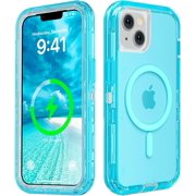 For iPhone 14&iPhone 13 Transparent Phone Case Compatible with MagSafe, Triple Layer Magnetic Charging Case, iPhone 14&iPhone 13 Heavy Duty Shockproof and Drop-Proof Phone Case, 6.1 inch