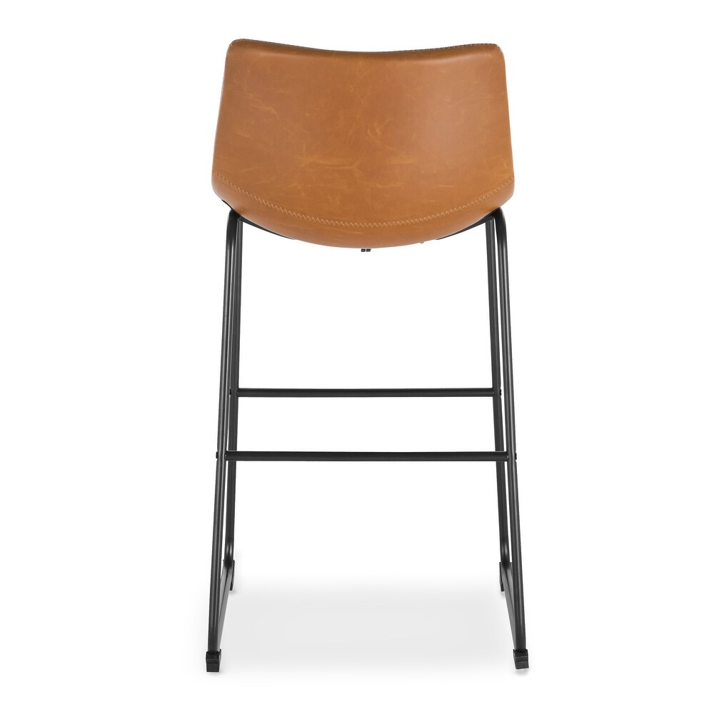 Heavenly Collection Ensemble de 2 tabourets hauteur bar 30 po, siège rembourré tan avec base en métal noir, style moderne pour cuisine et bar