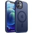 thumbnail image 1 of Entronix Heavy Duty Case For iPhone 12, 12 Pro, Translucent Matte Back, Magnetic Sturdy Case, Navy, 1 of 5